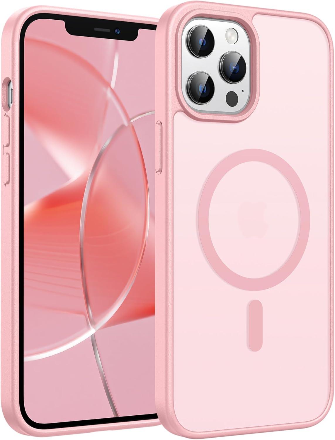 imageFNTCASE for iPhone 17 Case Compatible with Magsafe Translucent Matte Cases with Full Camera Protection Screen Protector Military Grade Shockproof Protective Phone Cover Light PurpleLight Pink