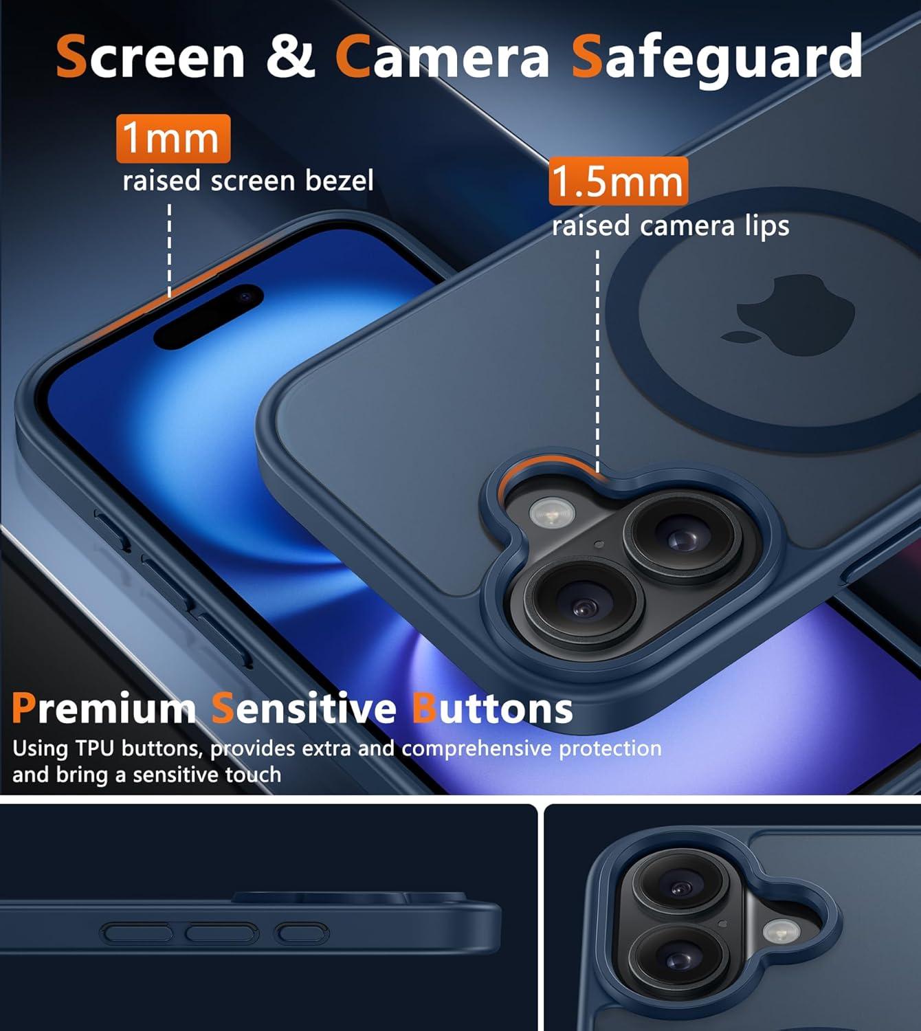 imageFNTCASE for iPhone 17 Case Compatible with Magsafe Translucent Matte Cases with Full Camera Protection Screen Protector Military Grade Shockproof Protective Phone Cover Light PurpleBlue
