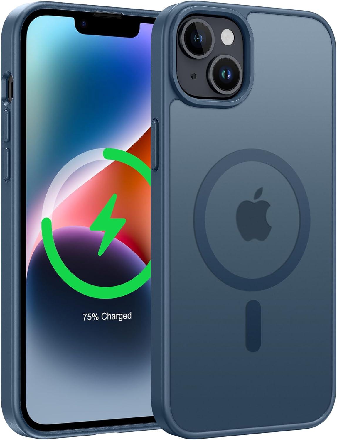imageFNTCASE for iPhone 17 Case Compatible with Magsafe Translucent Matte Cases with Full Camera Protection Screen Protector Military Grade Shockproof Protective Phone Cover Light PurpleBlue