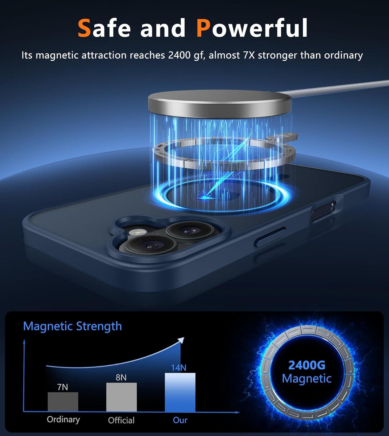 imageFNTCASE for iPhone 17 Case Compatible with Magsafe Translucent Matte Cases with Full Camera Protection Screen Protector Military Grade Shockproof Protective Phone Cover Light PurpleBlue