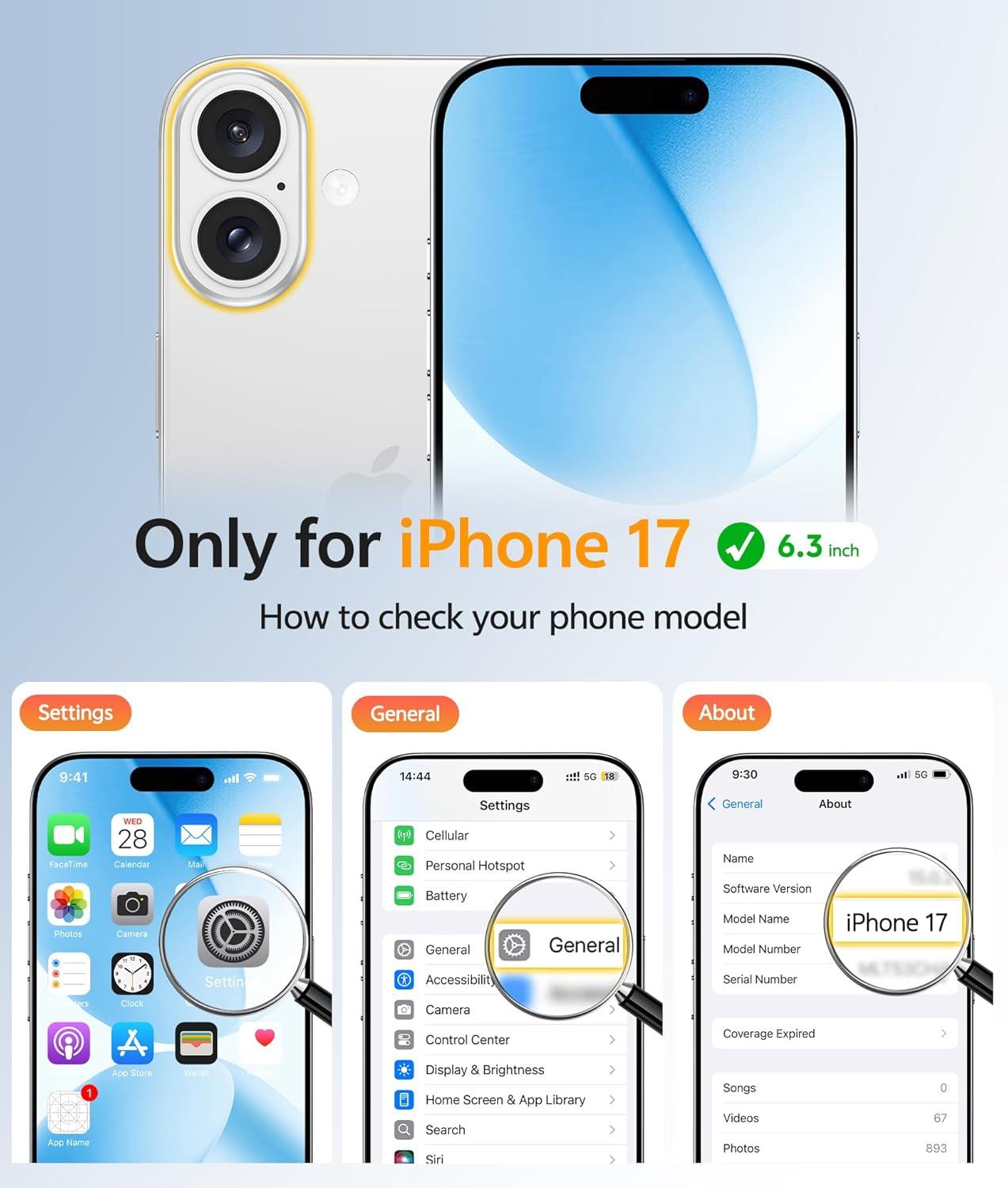 imageFNTCASE for iPhone 17 Case Compatible with Magsafe Translucent Matte Cases with Full Camera Protection Screen Protector Military Grade Shockproof Protective Phone Cover Light PurpleWhite