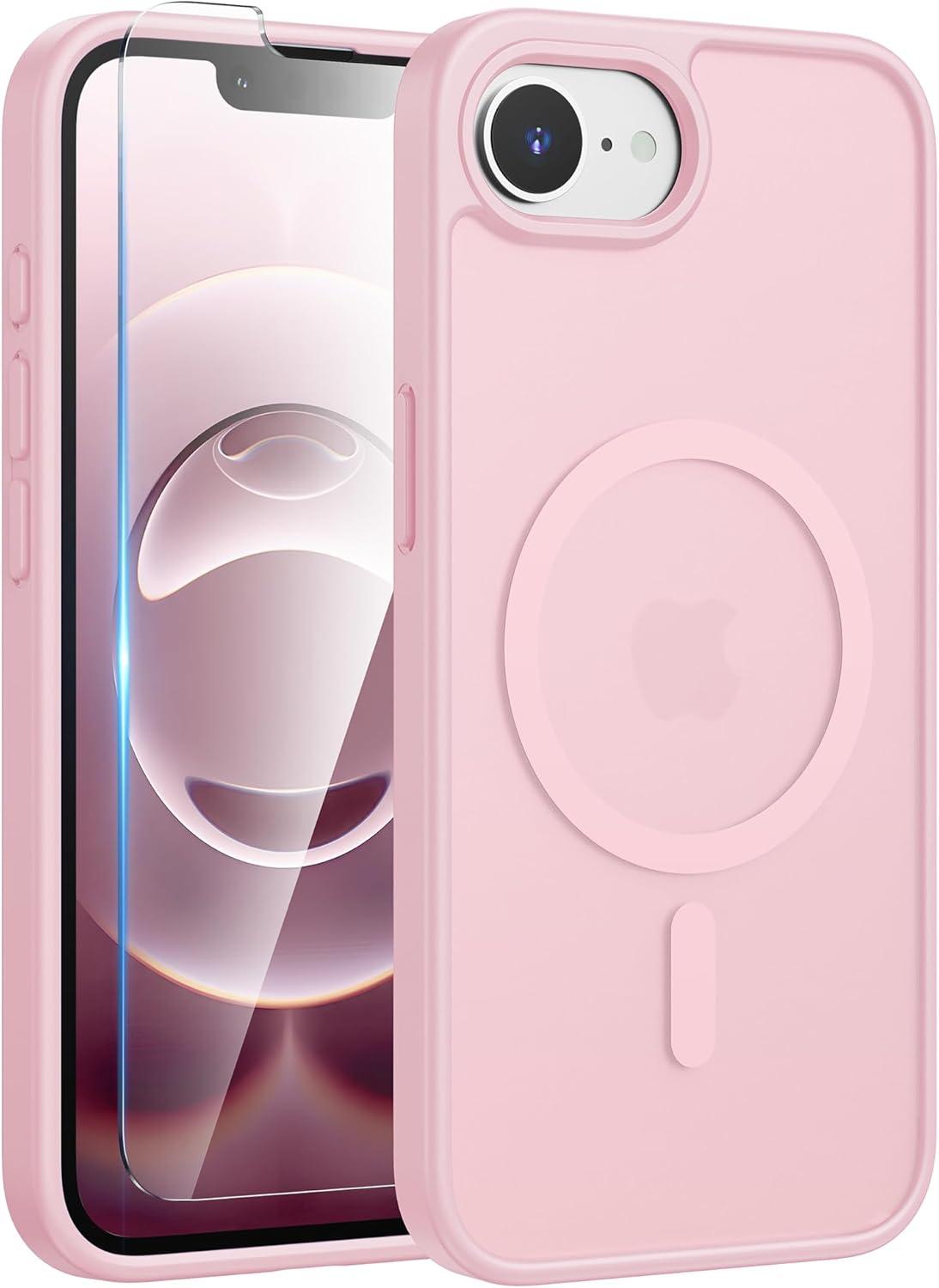 imageFNTCASE for iPhone 17 Case Compatible with Magsafe Translucent Matte Cases with Full Camera Protection Screen Protector Military Grade Shockproof Protective Phone Cover Light PurpleLight Pink