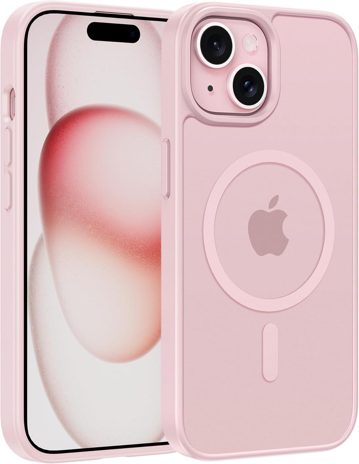 imageFNTCASE for iPhone 17 Case Compatible with Magsafe Translucent Matte Cases with Full Camera Protection Screen Protector Military Grade Shockproof Protective Phone Cover Light PurpleLight Pink