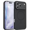 FNTCASE for iPhone 17 Case: [Compatible with Magsafe] Translucent Matte Cases with [Full Camera Protection] [Screen Protector] Military Grade Shockproof Protective Phone Cover – Light Purple(Full Black)