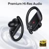 Hybrid Active Noise Cancelling Wireless Earbuds 80 Hrs Playtime Hi-Res Stereo Sound Bluetooth Headphones with Transparency Mode Ear Buds with Earhooks ANC Sports Earphones for Workout Running Travel(Black)
