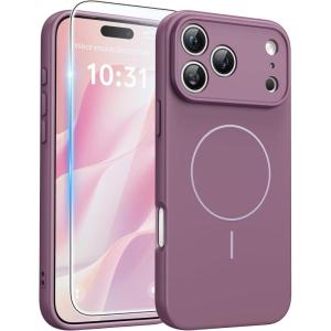 FNTCASE for iPhone 17 Case: [Compatible with Magsafe] Translucent Matte Cases with [Full Camera Protection] [Screen Protector] Military Grade Shockproof Protective Phone Cover – Light Purple(Full Purple)