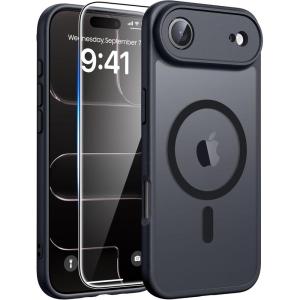 FNTCASE for iPhone 17 Case: [Compatible with Magsafe] Translucent Matte Cases with [Full Camera Protection] [Screen Protector] Military Grade Shockproof Protective Phone Cover – Light Purple(Black)