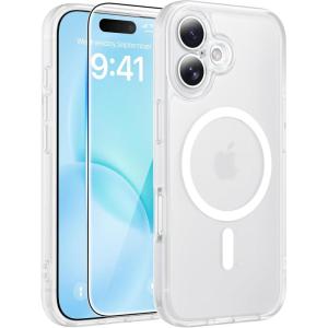 FNTCASE for iPhone 17 Case: [Compatible with Magsafe] Translucent Matte Cases with [Full Camera Protection] [Screen Protector] Military Grade Shockproof Protective Phone Cover – Light Purple(White)