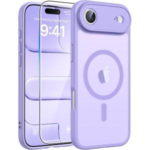 FNTCASE for iPhone 17 Case: [Compatible with Magsafe] Translucent Matte Cases with [Full Camera Protection] [Screen Protector] Military Grade Shockproof Protective Phone Cover – Light Purple(Light Purple)
