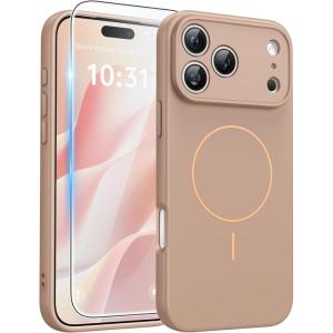 FNTCASE for iPhone 17 Case: [Compatible with Magsafe] Translucent Matte Cases with [Full Camera Protection] [Screen Protector] Military Grade Shockproof Protective Phone Cover – Light Purple(Full Gold)