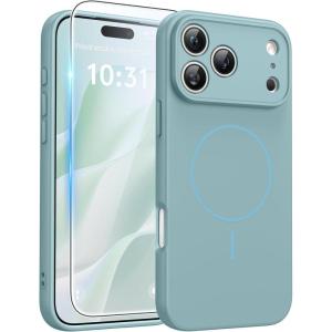 FNTCASE for iPhone 17 Case: [Compatible with Magsafe] Translucent Matte Cases with [Full Camera Protection] [Screen Protector] Military Grade Shockproof Protective Phone Cover – Light Purple(Full Blue)
