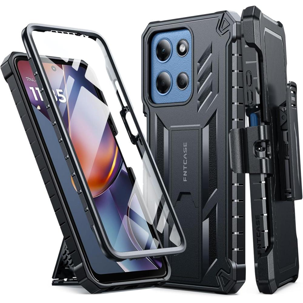 imageFNTCASE for MotoG 20262025 Case for Motorola Moto G Play 2026 5G Military Grade Cell Phone Cover with Kickstand ampamp Belt Clip Holster Matte Textured Rugged Shockproof Protector BlueBlack