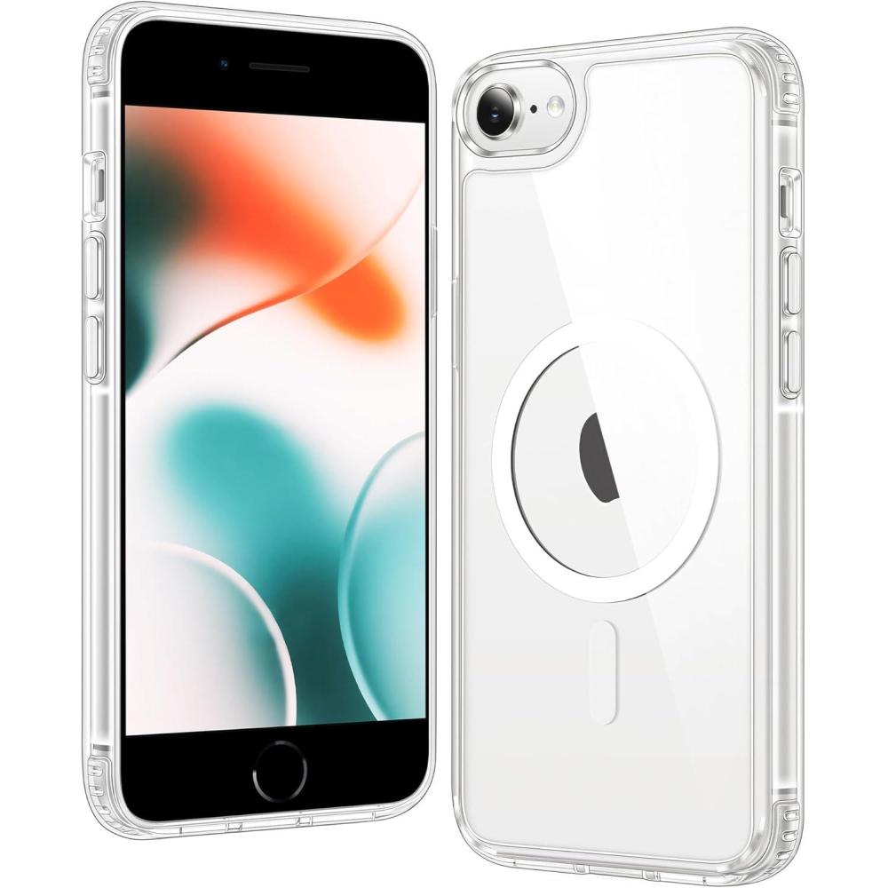 imageFNTCASE for iPhone SE 3rd2022 Case iPhone SE 2nd2020 Case Clear Magnetic Phone Cases Compatible with Magsafe Slim Anti Yellowing Rugged Protective Transparent Cell Phone Cover AClear