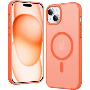 FNTCASE for iPhone 15 Plus Case: Clear Magnetic Phone Cases Compatible with Magsafe Slim Anti Yellowing Military Grade Drop Protection Rugged Protective Transparent Cell Phone Cover (C-A Pink)(C-Orange)