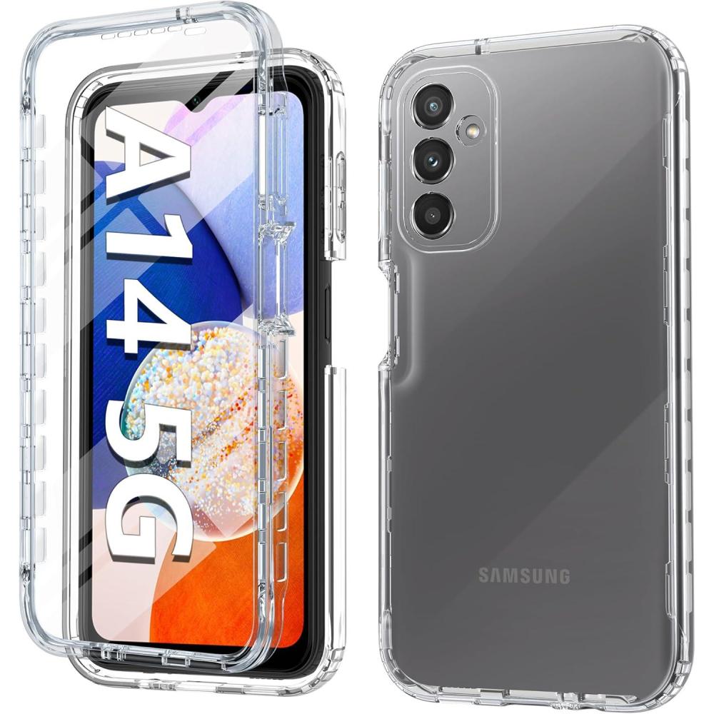 imageFNTCASE for Galaxy A16 5G Phone Case with Builtin Screen Protector Protective Silicone Rugged Shockproof Phone Cover  Full Protection Dual Layer Samsung A 16 Cases  BlackCrystal Clear