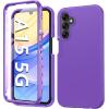 FNTCASE for Galaxy A16 5G Phone Case: [with Built-in Screen Protector] Protective Silicone Rugged Shockproof Phone Cover | Full Protection Dual Layer Samsung A 16 Cases – Black(Navy Purple)