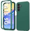 FNTCASE for Galaxy A16 5G Phone Case: [with Built-in Screen Protector] Protective Silicone Rugged Shockproof Phone Cover | Full Protection Dual Layer Samsung A 16 Cases – Black(Pine Green)