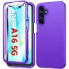 FNTCASE for Galaxy A16 5G Phone Case: [with Built-in Screen Protector] Protective Silicone Rugged Shockproof Phone Cover | Full Protection Dual Layer Samsung A 16 Cases – Black(Navy Purple)