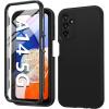 FNTCASE for Galaxy A16 5G Phone Case: [with Built-in Screen Protector] Protective Silicone Rugged Shockproof Phone Cover | Full Protection Dual Layer Samsung A 16 Cases – Black(Plain Black)