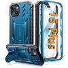 FNTCASE for iPhone 15 Plus Case: for iPhone 14 Plus Case Military Grade Rugged Cell Phone Cover with Kickstand | Shockproof TPU Protection Bumper Matte Textured Design 6.7 inch (Black)(Blue)