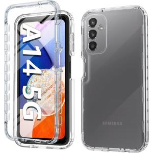 FNTCASE for Galaxy A16 5G Phone Case: [with Built-in Screen Protector] Protective Silicone Rugged Shockproof Phone Cover | Full Protection Dual Layer Samsung A 16 Cases – Black(Crystal Clear)