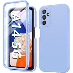 FNTCASE for Galaxy A16 5G Phone Case: [with Built-in Screen Protector] Protective Silicone Rugged Shockproof Phone Cover | Full Protection Dual Layer Samsung A 16 Cases – Black(Periwinkle Blue)
