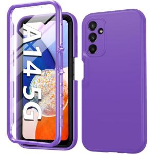 FNTCASE for Galaxy A16 5G Phone Case: [with Built-in Screen Protector] Protective Silicone Rugged Shockproof Phone Cover | Full Protection Dual Layer Samsung A 16 Cases – Black(Navy Purple)