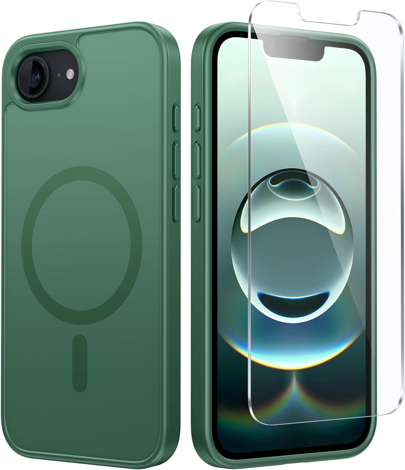 imageFNTCASE for iPhone 17 Pro Max Case Silver Compatible with Magsafe Magnetic Phone Cover with Screen Protector Military Grade Shockproof Protective DualTone Design for 17 ProMax 69 inchGreen