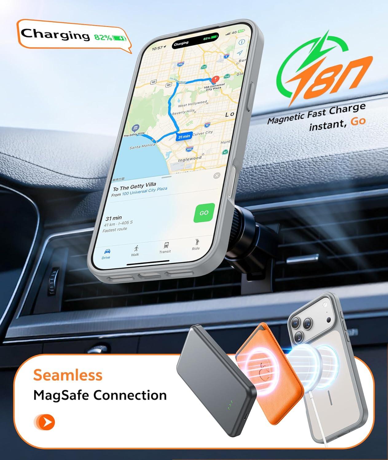 imageFNTCASE for iPhone 17 Pro Max Case Silver Compatible with Magsafe Magnetic Phone Cover with Screen Protector Military Grade Shockproof Protective DualTone Design for 17 ProMax 69 inchSilver