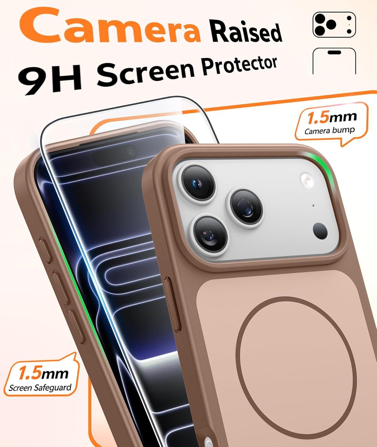 imageFNTCASE for iPhone 17 Pro Max Case Silver Compatible with Magsafe Magnetic Phone Cover with Screen Protector Military Grade Shockproof Protective DualTone Design for 17 ProMax 69 inchBrown