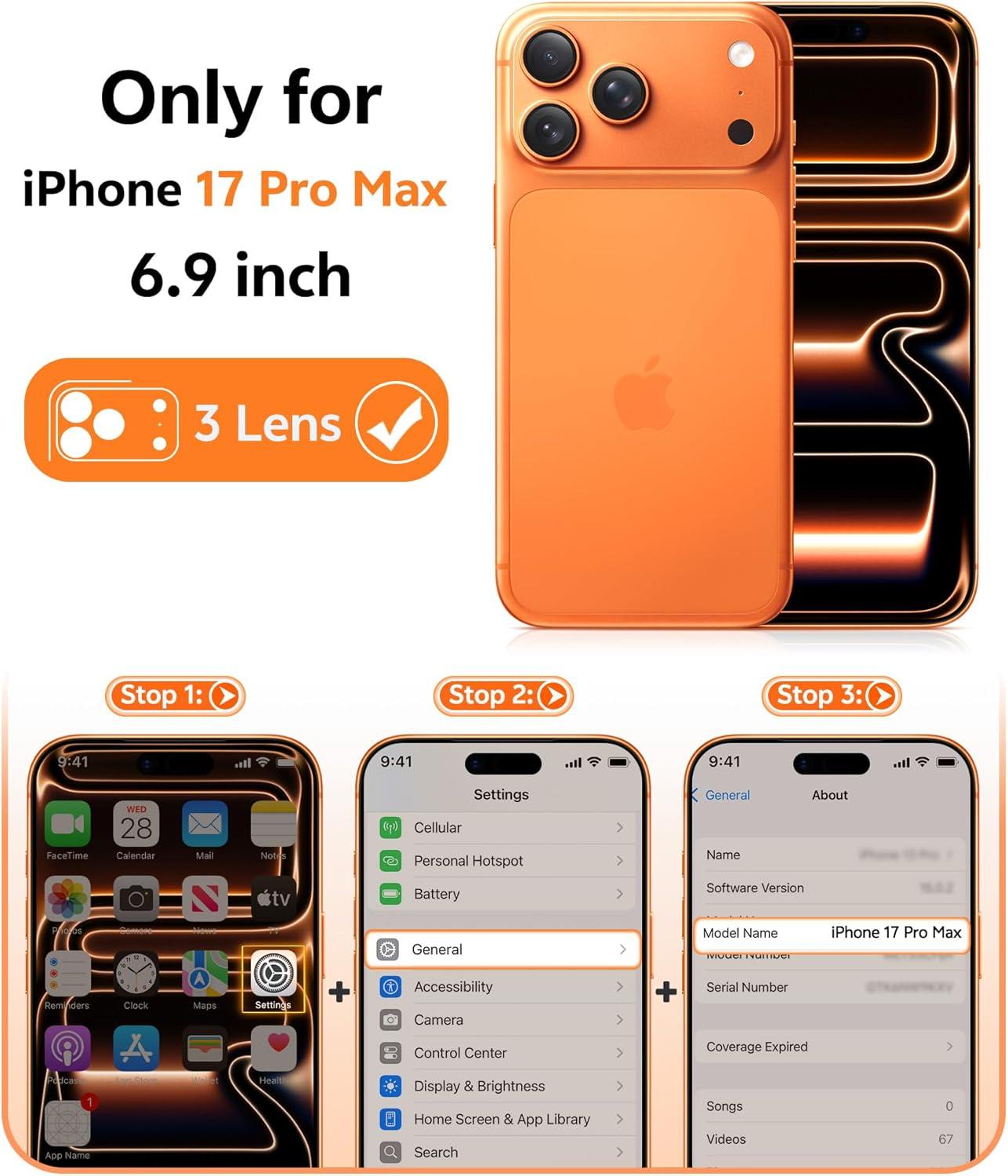 imageFNTCASE for iPhone 17 Pro Max Case Silver Compatible with Magsafe Magnetic Phone Cover with Screen Protector Military Grade Shockproof Protective DualTone Design for 17 ProMax 69 inchCosmic Orange
