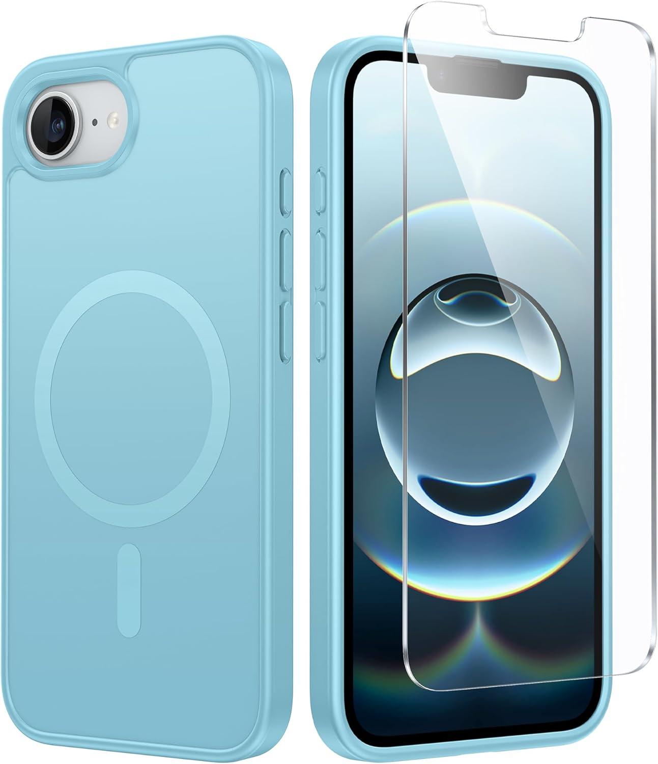 imageFNTCASE for iPhone 17 Pro Max Case Silver Compatible with Magsafe Magnetic Phone Cover with Screen Protector Military Grade Shockproof Protective DualTone Design for 17 ProMax 69 inchCyan