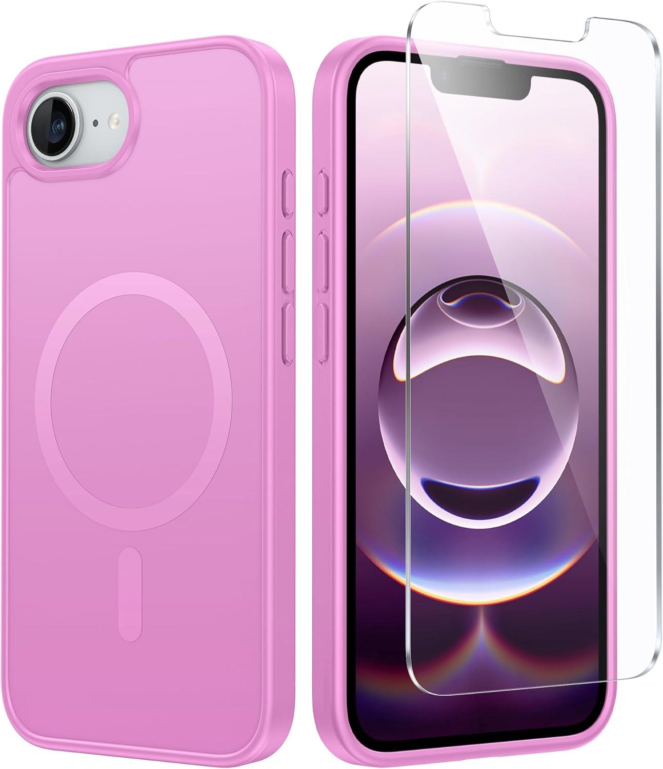 imageFNTCASE for iPhone 17 Pro Max Case Silver Compatible with Magsafe Magnetic Phone Cover with Screen Protector Military Grade Shockproof Protective DualTone Design for 17 ProMax 69 inchPink
