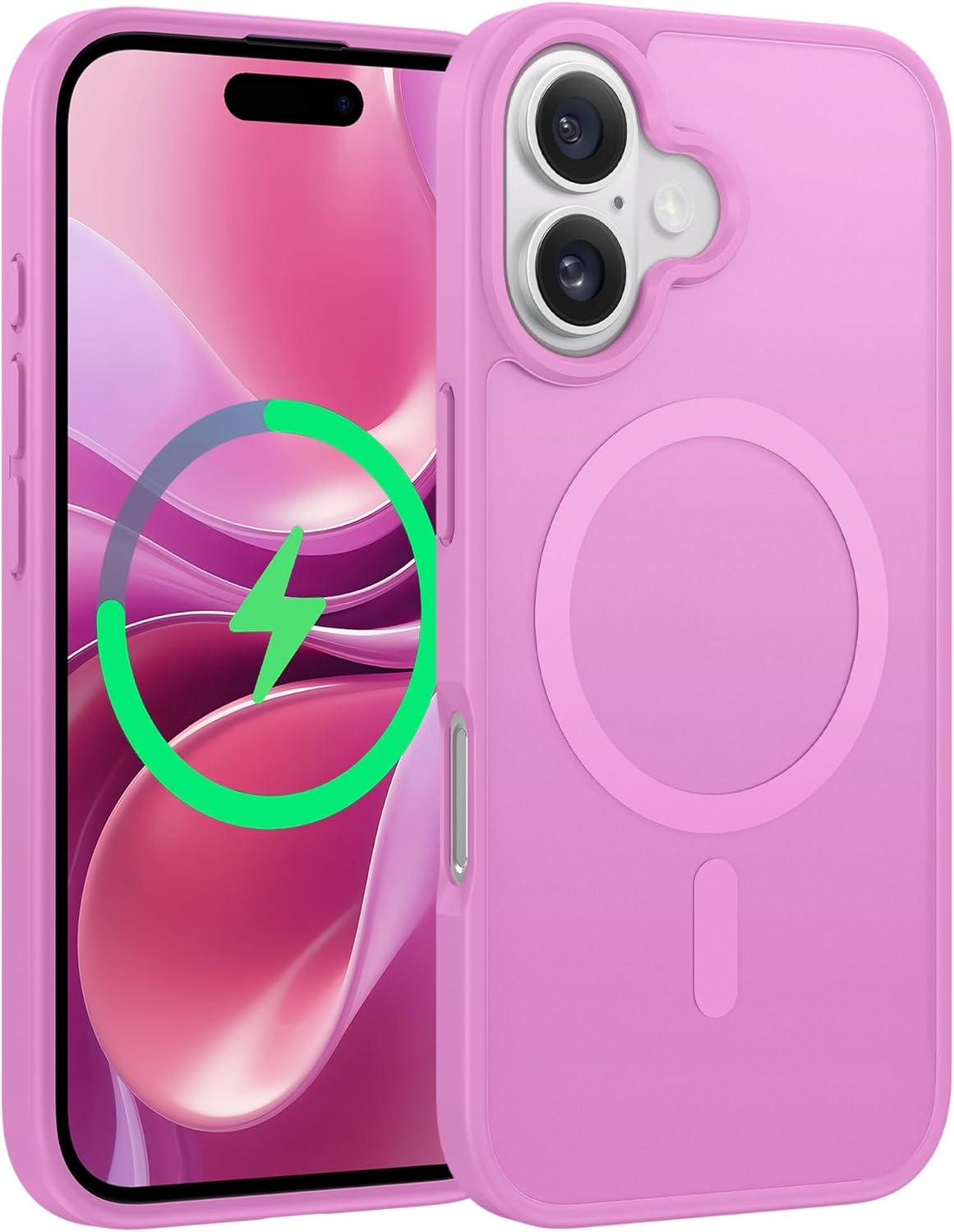 imageFNTCASE for iPhone 17 Pro Max Case Silver Compatible with Magsafe Magnetic Phone Cover with Screen Protector Military Grade Shockproof Protective DualTone Design for 17 ProMax 69 inchPink