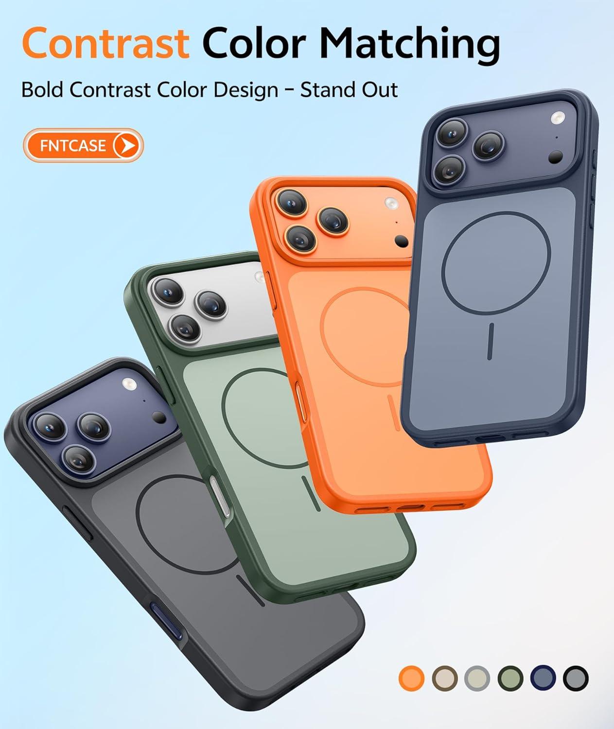 imageFNTCASE for iPhone 17 Pro Max Case Silver Compatible with Magsafe Magnetic Phone Cover with Screen Protector Military Grade Shockproof Protective DualTone Design for 17 ProMax 69 inchDeep Blue