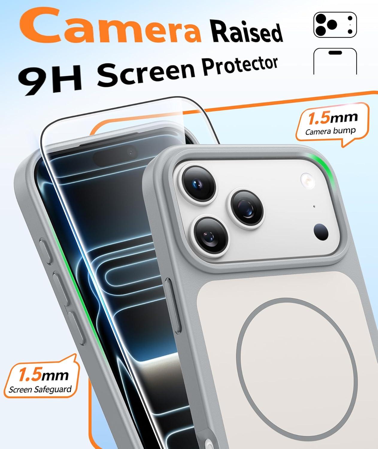 imageFNTCASE for iPhone 17 Pro Max Case Silver Compatible with Magsafe Magnetic Phone Cover with Screen Protector Military Grade Shockproof Protective DualTone Design for 17 ProMax 69 inchSilver