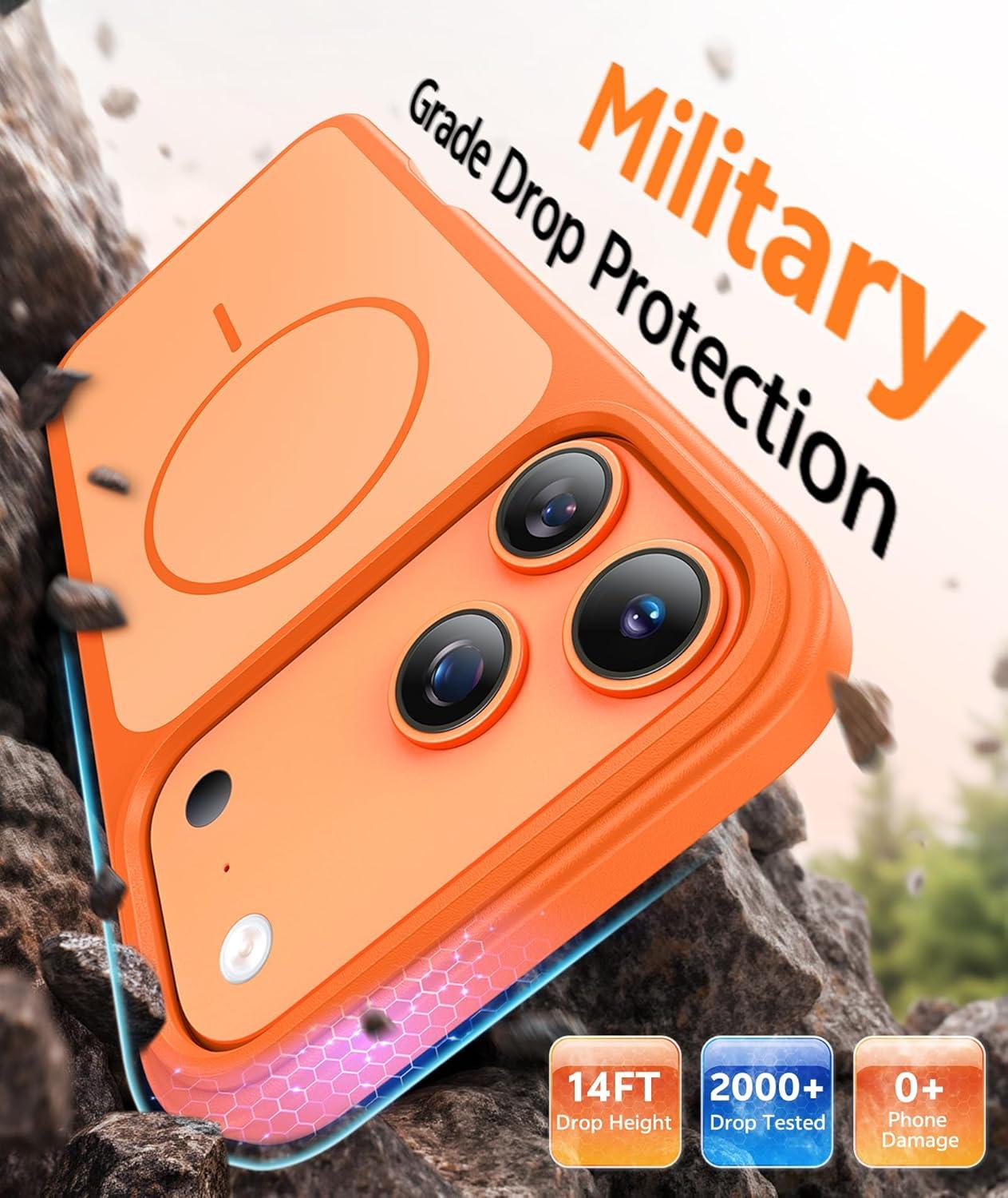 imageFNTCASE for iPhone 17 Pro Max Case Silver Compatible with Magsafe Magnetic Phone Cover with Screen Protector Military Grade Shockproof Protective DualTone Design for 17 ProMax 69 inchCosmic Orange