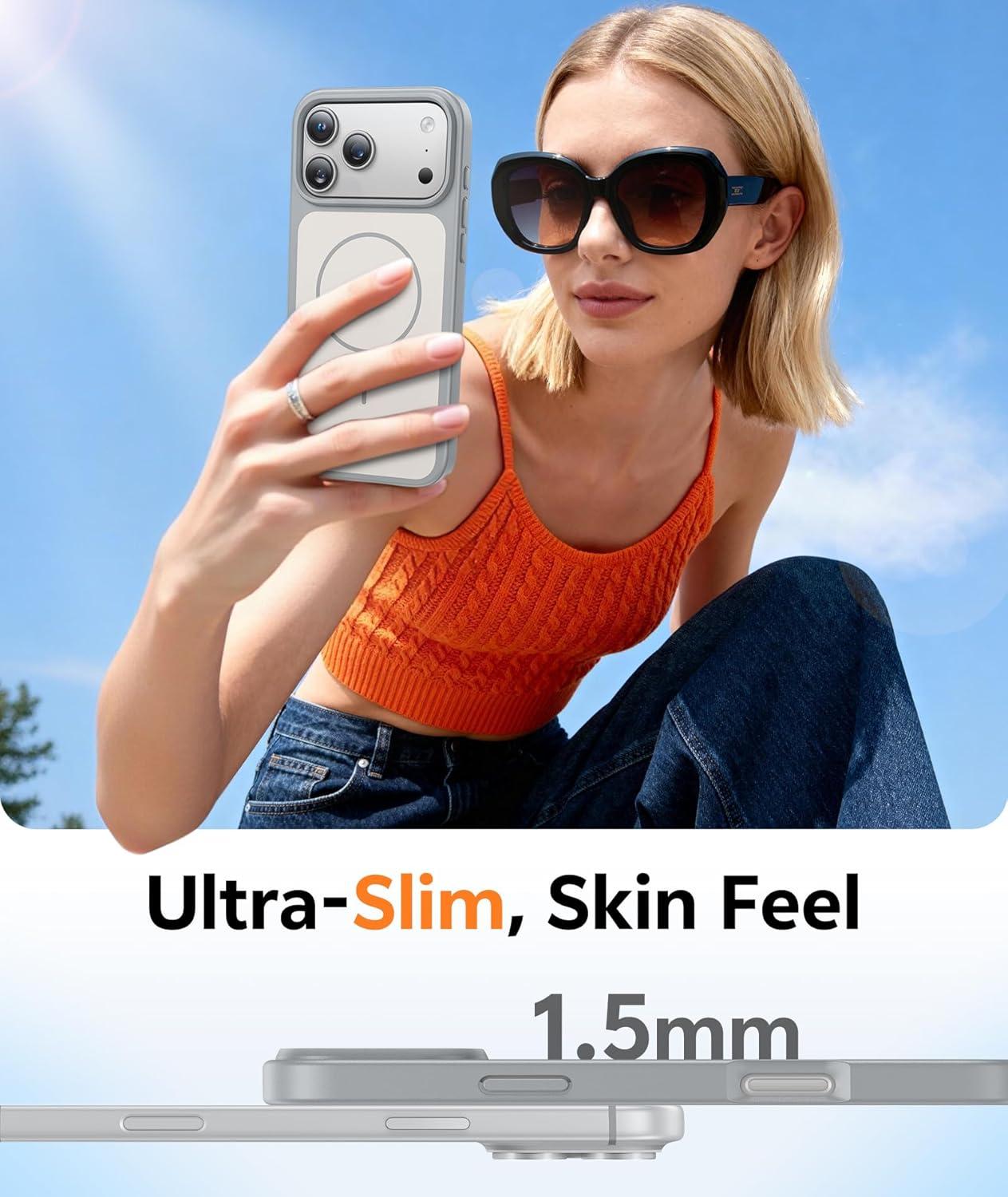 imageFNTCASE for iPhone 17 Pro Max Case Silver Compatible with Magsafe Magnetic Phone Cover with Screen Protector Military Grade Shockproof Protective DualTone Design for 17 ProMax 69 inchSilver