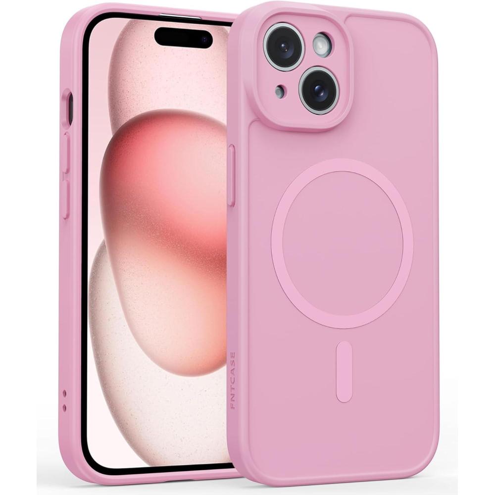 imageFNTCASE for iPhone 17 Pro Max Case Silver Compatible with Magsafe Magnetic Phone Cover with Screen Protector Military Grade Shockproof Protective DualTone Design for 17 ProMax 69 inchPink