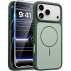 FNTCASE for iPhone 17 Pro Max Case Silver: [Compatible with Magsafe] [Magnetic Phone Cover with Screen Protector] Military Grade Shockproof Protective Dual-Tone Design‌ for 17 ProMax, 6.9 inch(Green)