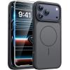 FNTCASE for iPhone 17 Pro Max Case Silver: [Compatible with Magsafe] [Magnetic Phone Cover with Screen Protector] Military Grade Shockproof Protective Dual-Tone Design‌ for 17 ProMax, 6.9 inch(Black)