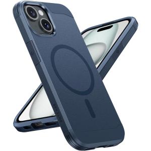 FNTCASE for iPhone 17 Pro Max Case Silver: [Compatible with Magsafe] [Magnetic Phone Cover with Screen Protector] Military Grade Shockproof Protective Dual-Tone Design‌ for 17 ProMax, 6.9 inch(Matte Blue)