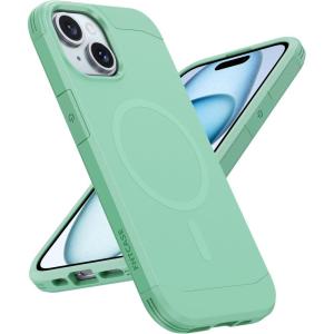 FNTCASE for iPhone 17 Pro Max Case Silver: [Compatible with Magsafe] [Magnetic Phone Cover with Screen Protector] Military Grade Shockproof Protective Dual-Tone Design‌ for 17 ProMax, 6.9 inch(Matte Green)