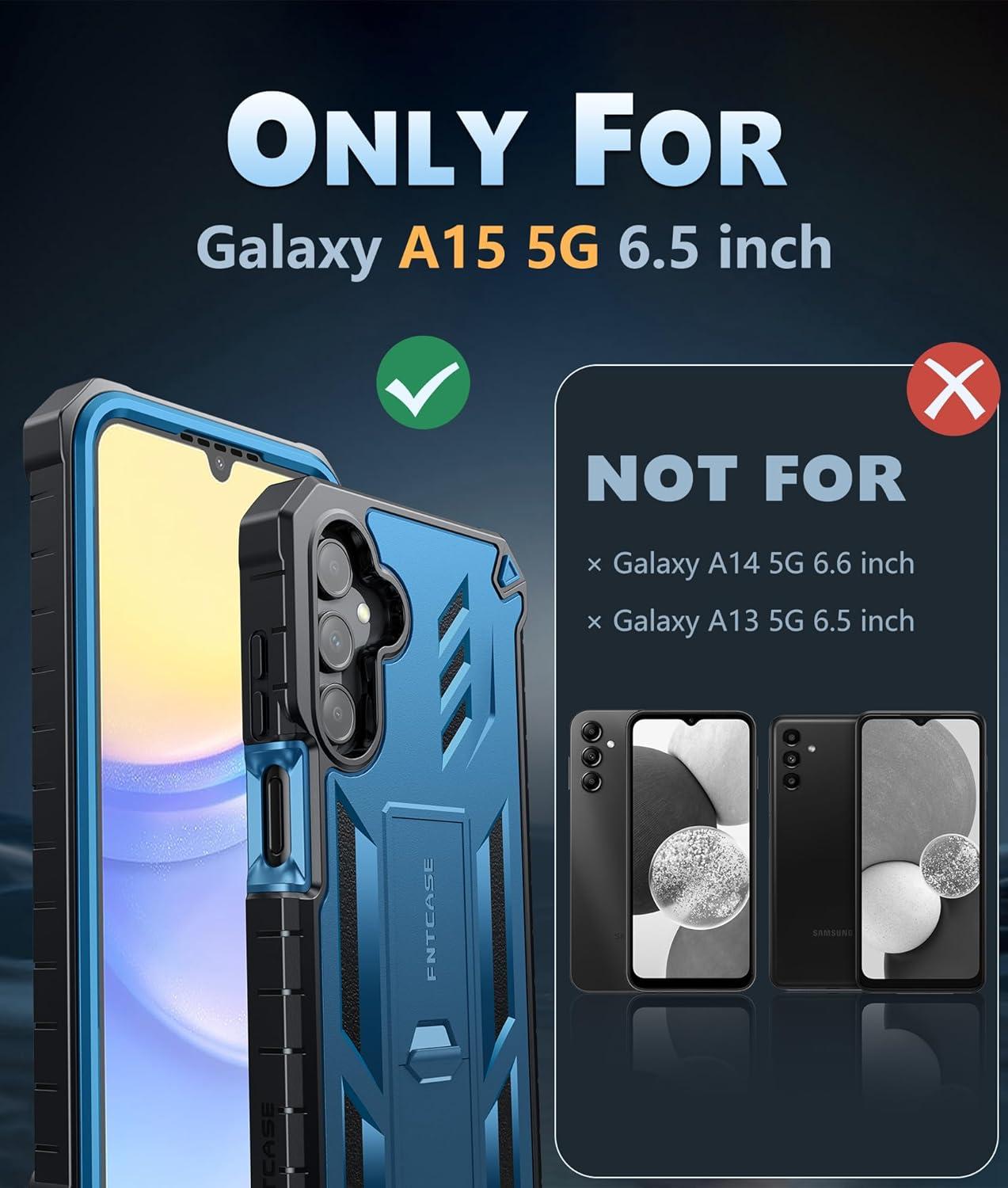imageFNTCASE for Samsung Galaxy A155G Case Military Grade Drop Proof Protection Phone Cover with Kickstand Heavy Duty Rugged Full Body Protective Shockproof Matte Textured TPU Cases 65 Inch BlackBlue