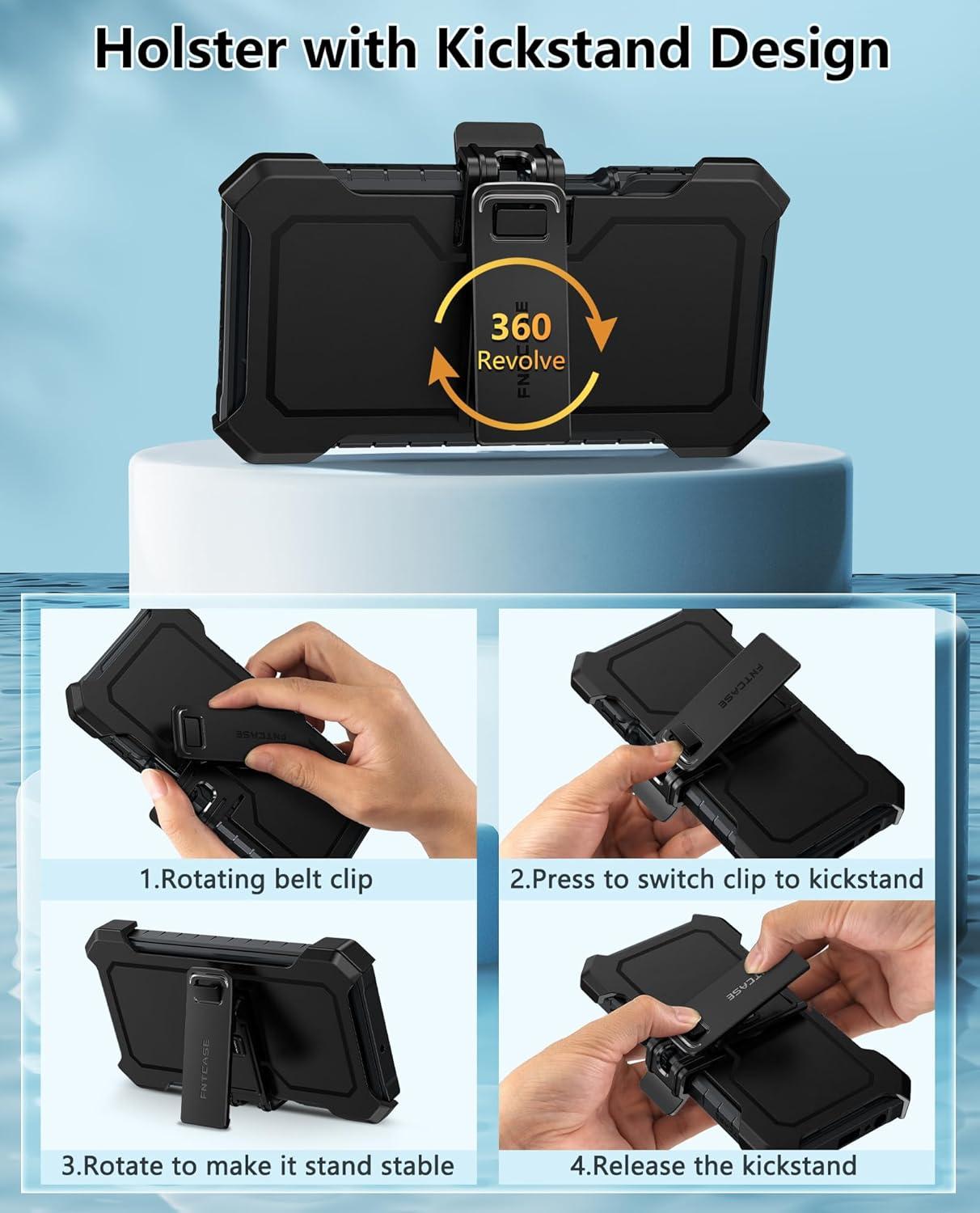 imageFNTCASE for Samsung Galaxy A155G Case Military Grade Drop Proof Protection Phone Cover with Kickstand Heavy Duty Rugged Full Body Protective Shockproof Matte Textured TPU Cases 65 Inch BlackTBlack