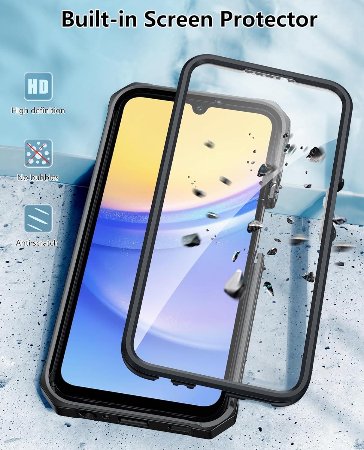 imageFNTCASE for Samsung Galaxy A155G Case Military Grade Drop Proof Protection Phone Cover with Kickstand Heavy Duty Rugged Full Body Protective Shockproof Matte Textured TPU Cases 65 Inch BlackTBlack