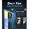 FNTCASE for Samsung Galaxy A15-5G Case: Military Grade Drop Proof Protection Phone Cover with Kickstand | Heavy Duty Rugged Full Body Protective Shockproof Matte Textured TPU Cases – 6.5 Inch (Black)(Blue)