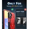 FNTCASE for Samsung Galaxy A15-5G Case: Military Grade Drop Proof Protection Phone Cover with Kickstand | Heavy Duty Rugged Full Body Protective Shockproof Matte Textured TPU Cases – 6.5 Inch (Black)(Red)