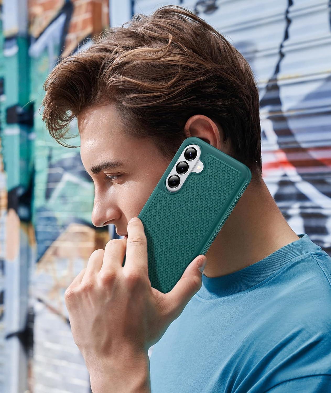 imageFNTCASE for Samsung Galaxy S26 Plus Case Military Grade Drop Protection 14ft Drop Tested Screen Protector Included AntiSlip AntiFingerprint Dual Layer Shockproof Phone Case Cover Green