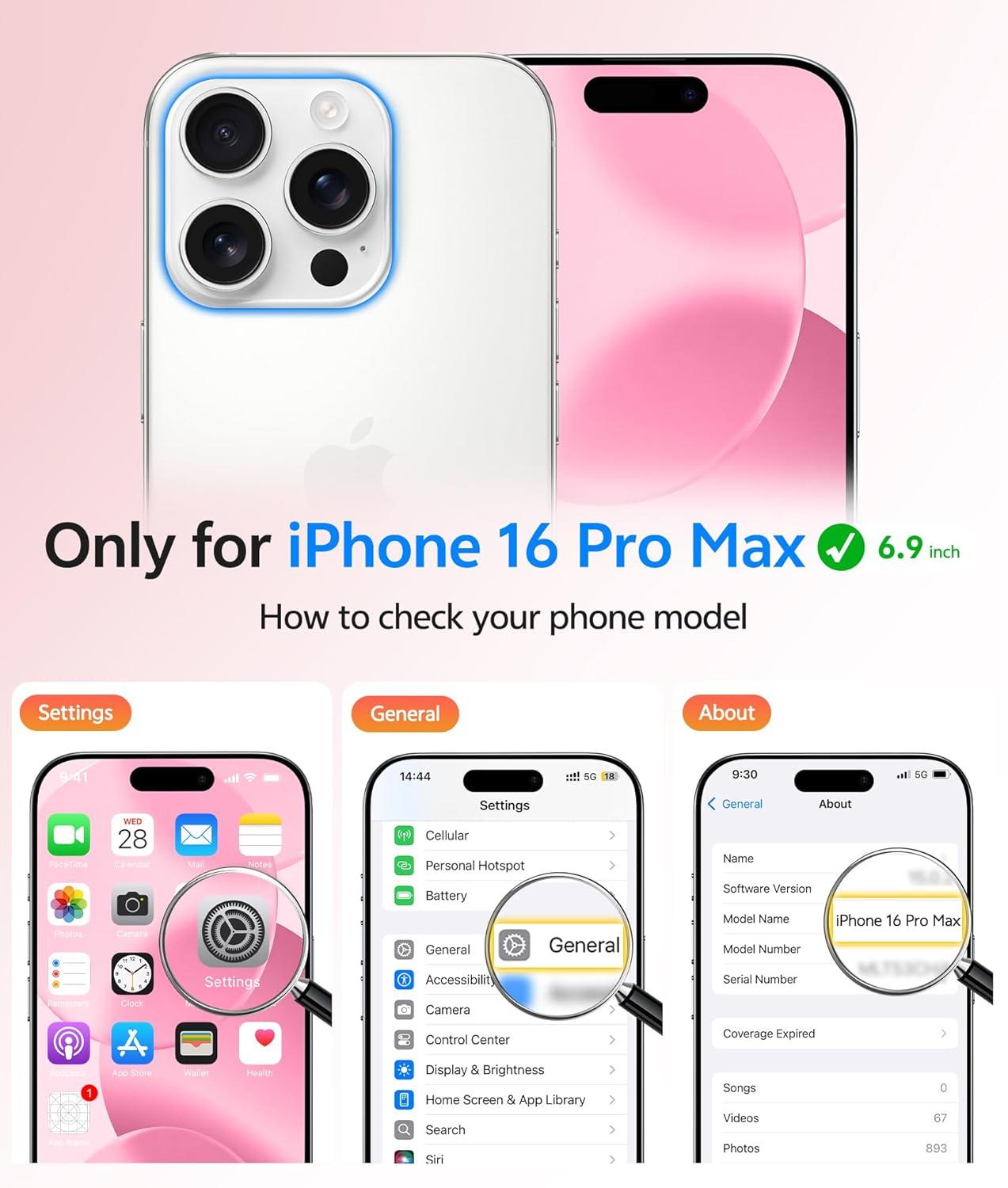 imageFNTCASE for iPhone 15 Pro Case Compatible with Magsafe Translucent Matte Magnetic Phone Cover Military Grade Drop Protection Shockproof Protective Cases BlackLight Pink